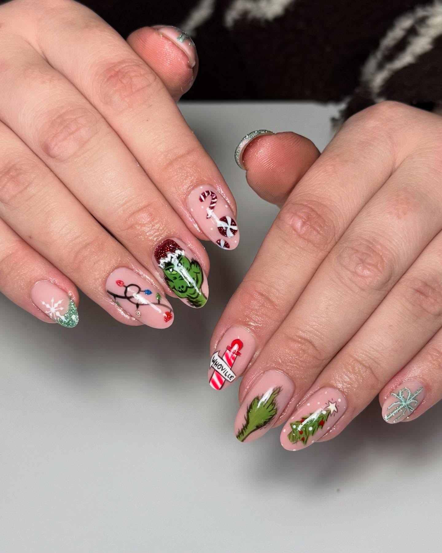 Whoville Christmas Character Nail Art