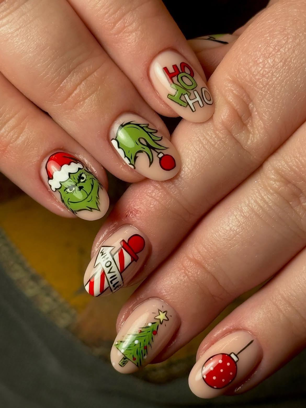 Whoville Grinch Christmas Character Nails