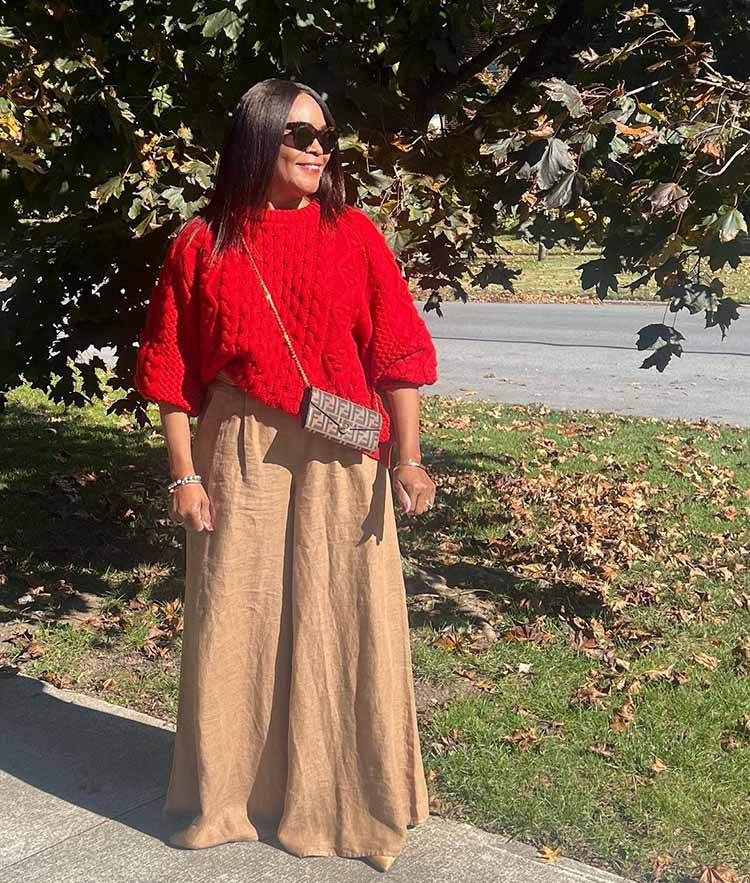 Tan Wide Leg Trousers With Chunky Knit Sweater Tan Wide Leg Trousers With Chunky Knit Sweater — Wide Leg Pants Outfits