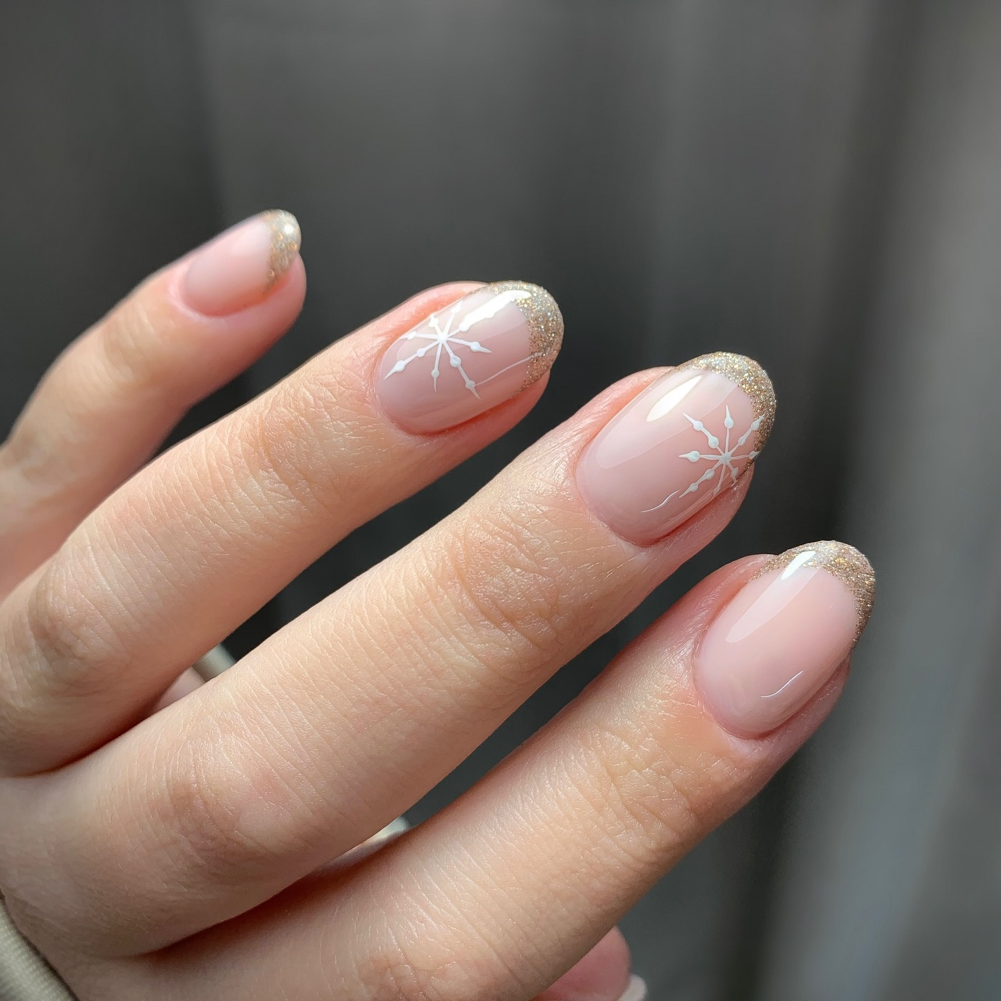 Winter Snowflake French Tip Gel Nails