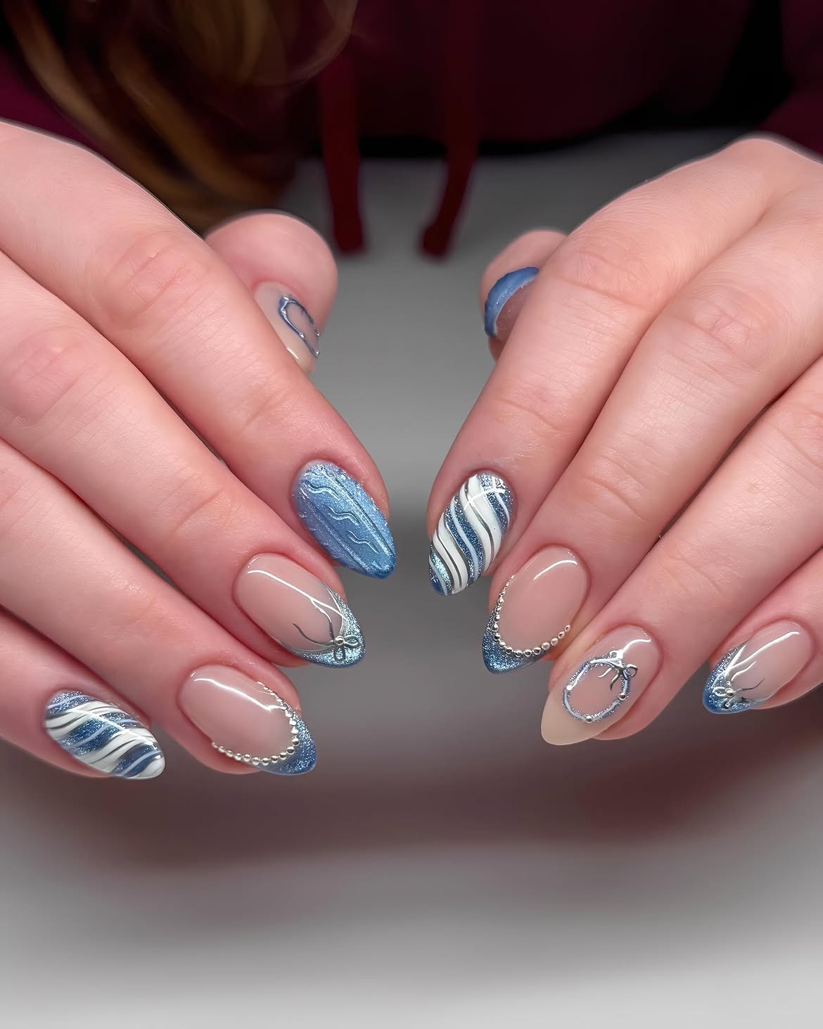 Winter Sweater French Tip Nail Art