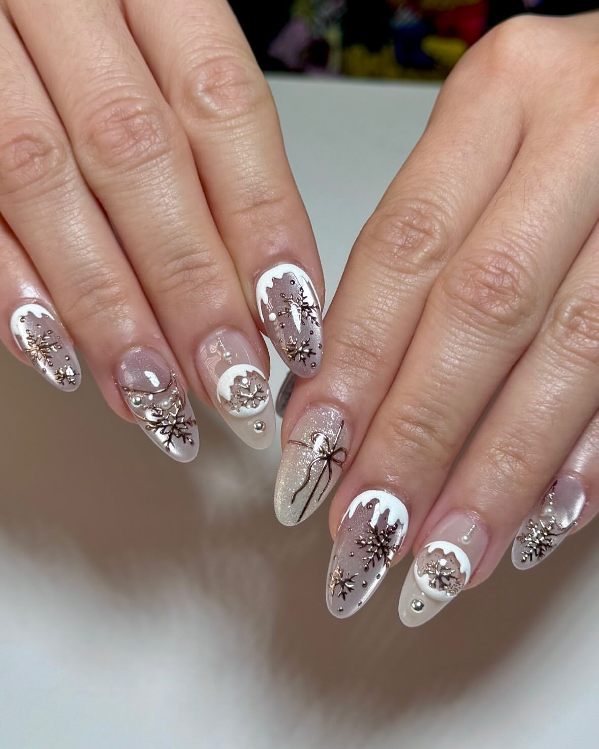 Winter Wonderland Snow Globe Nails