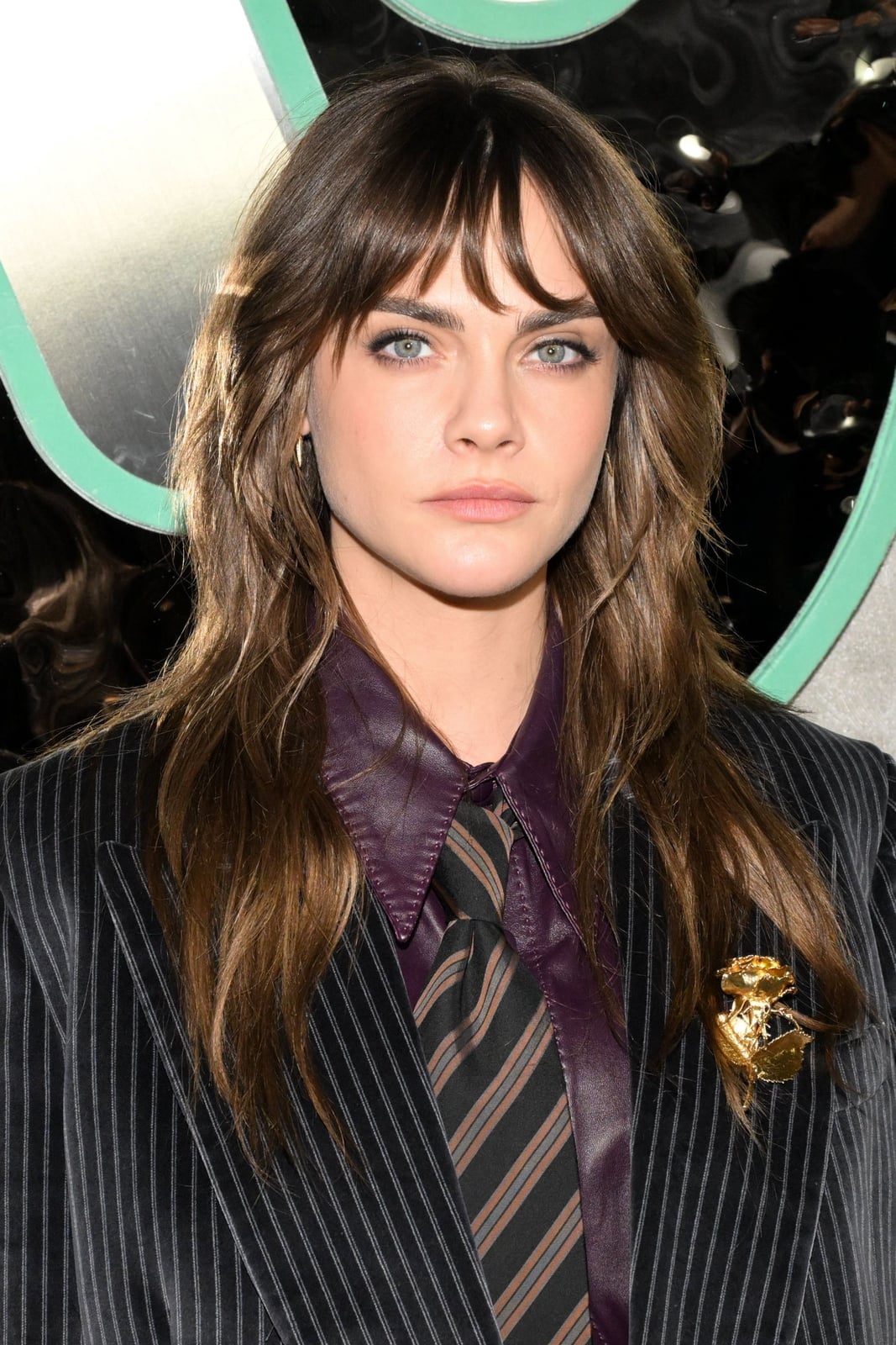 Medium Brown Collarbone Wolf Cut With Balayage, Curtain Bangs Medium Brown Collarbone Wolf Cut With Balayage, Curtain Bangs