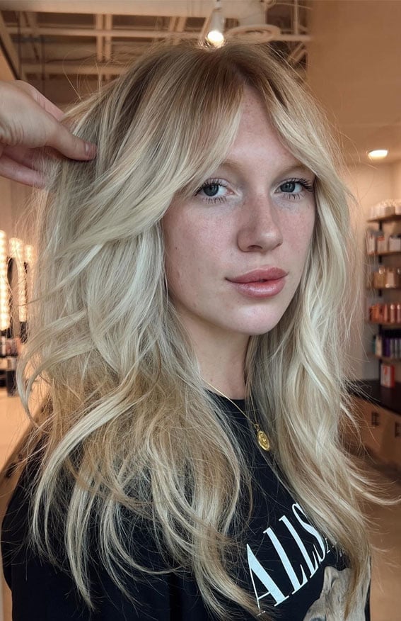 Ash Blonde Mid-Back Wolf Cut Ash Blonde Mid-Back Wolf Cut