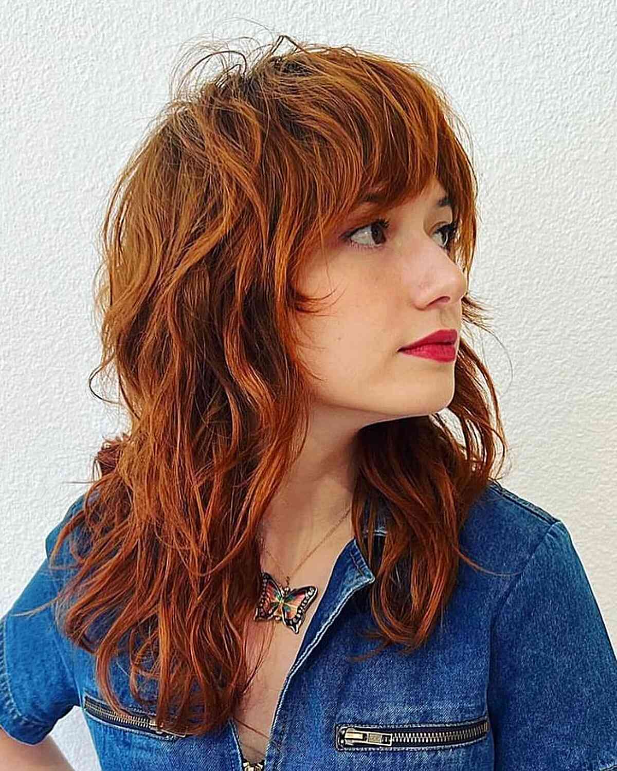 Shoulder Length Copper Red Wolf Cut Shag Shoulder Length Copper Red Wolf Cut Shag