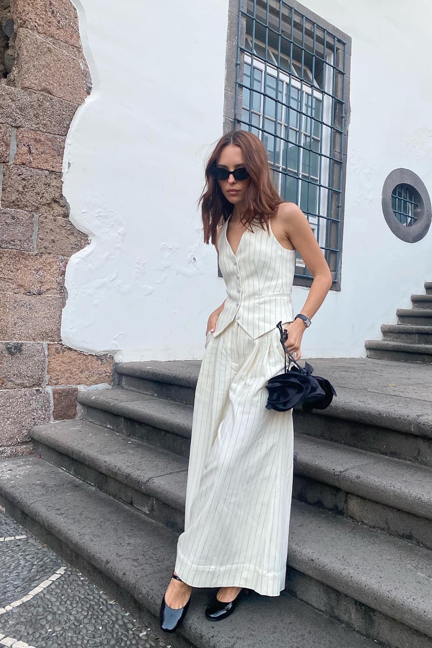 Ivory Pinstripe Vest and Trousers Set Ivory Pinstripe Vest and Trousers Set — Work Outfits