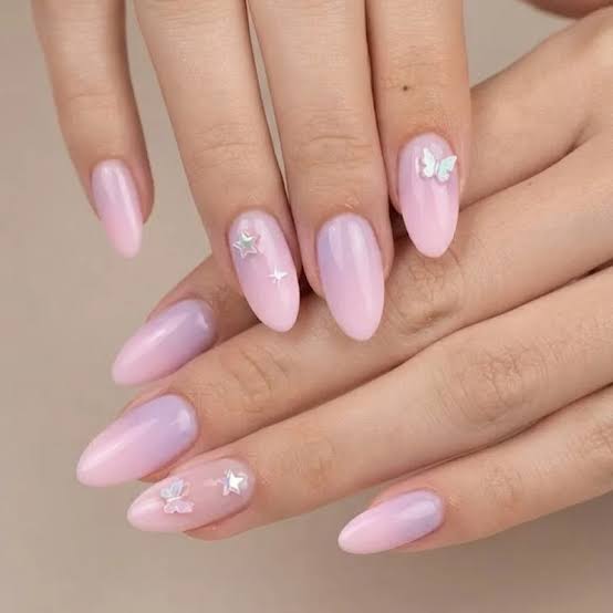 Pink Lilac Gradient Butterfly Nails Pink Lilac Gradient Butterfly Nails — Y2K Nails