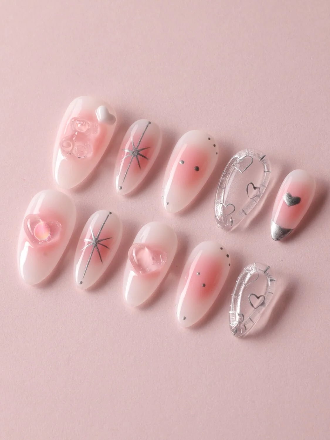 Short Almond Y2K Teddy Bear Nails Short Almond Y2K Teddy Bear Nails — Y2K Nails
