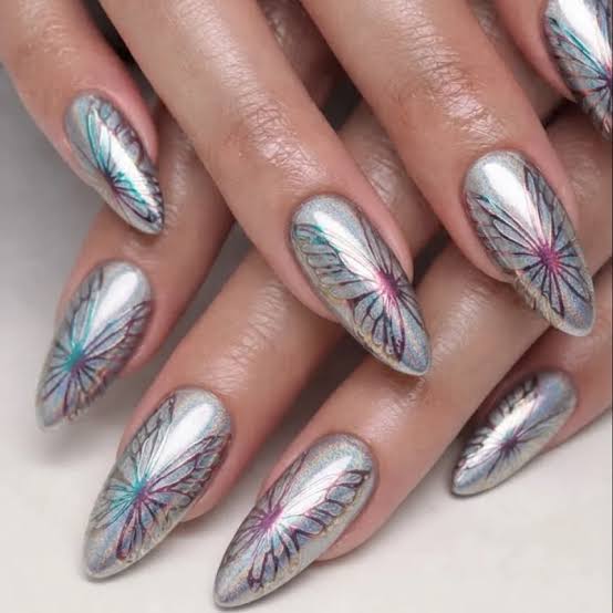 Long Sharp Almond Butterfly Ombre Nails Long Sharp Almond Butterfly Ombre Nails — Y2K Nails