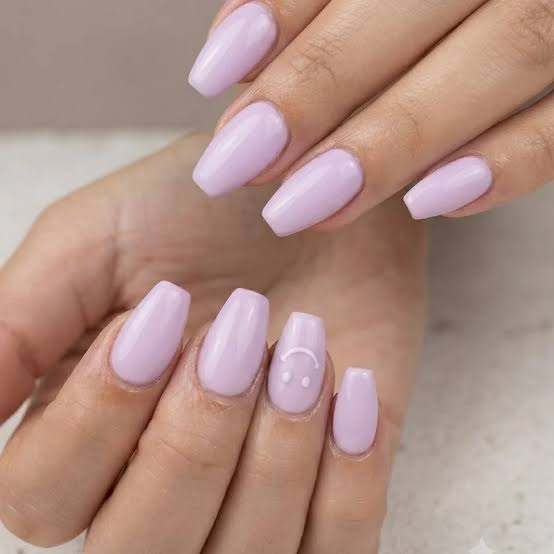Short Square Lavender Smiley Nails Short Square Lavender Smiley Nails — Y2K Nails