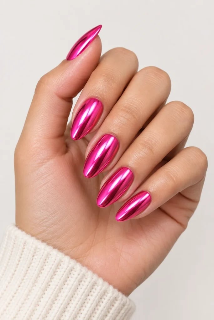 Short Almond Pink Silver Y2K Art Nails Short Almond Pink Silver Y2K Art Nails — Y2K Nails