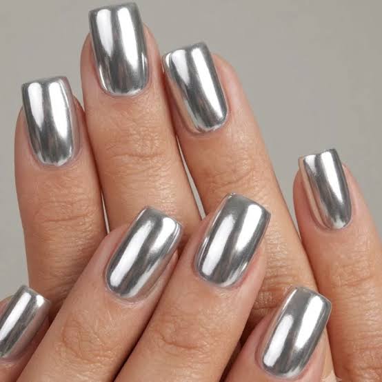Short Square Silver Chrome Nails Short Square Silver Chrome Nails — Y2K Nails