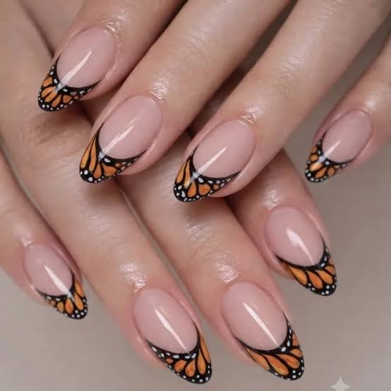 Butterfly French Tip Almond Nails Butterfly French Tip Almond Nails — Y2K Nails