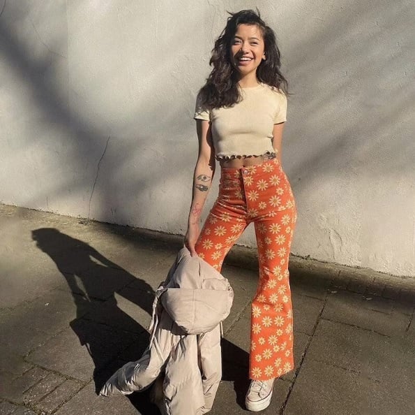 Floral Print Flared Pants With Cropped T-Shirt Floral Print Flared Pants With Cropped T-Shirt — Y2K Outfits