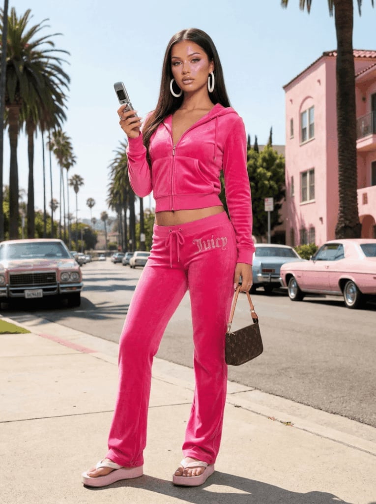 Velour tracksuit with Juicy branding, Zip-Up Hoodie Velour tracksuit with Juicy branding, Zip-Up Hoodie — Y2K Style