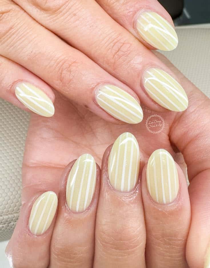Pale Yellow With White Vertical Stripes Pale Yellow With White Vertical Stripes — Yellow Nails
