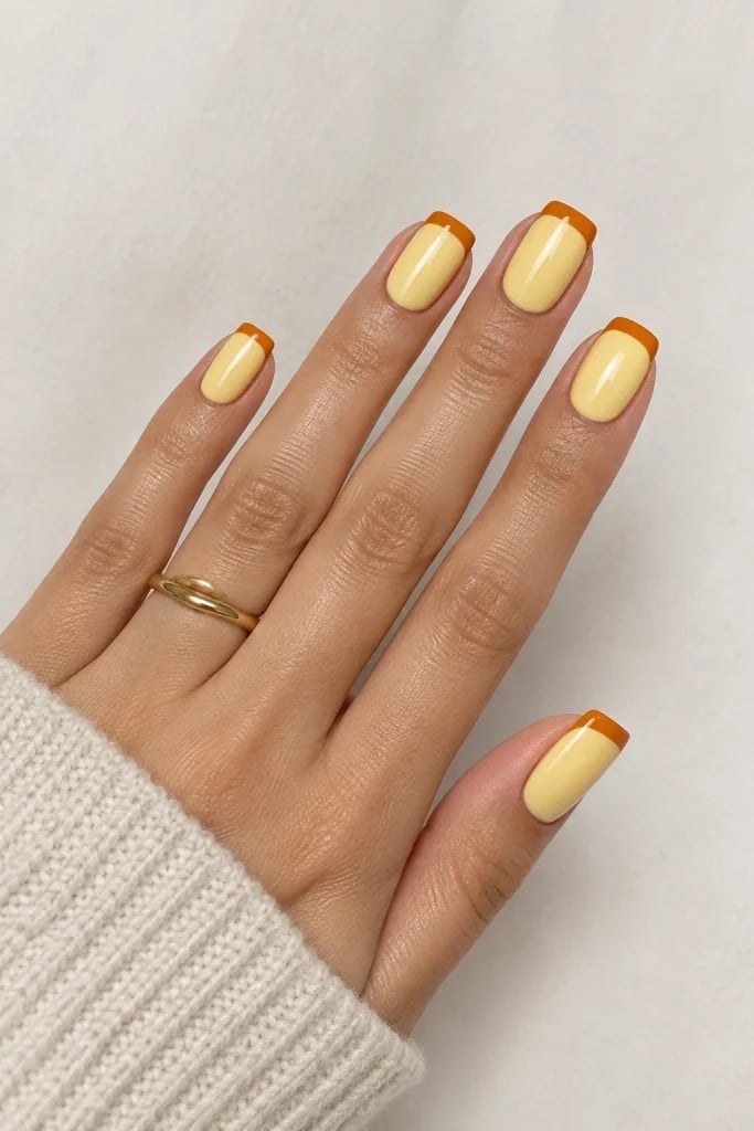 Light Yellow French Tip Short Square Nails Light Yellow French Tip Short Square Nails — Yellow Nails