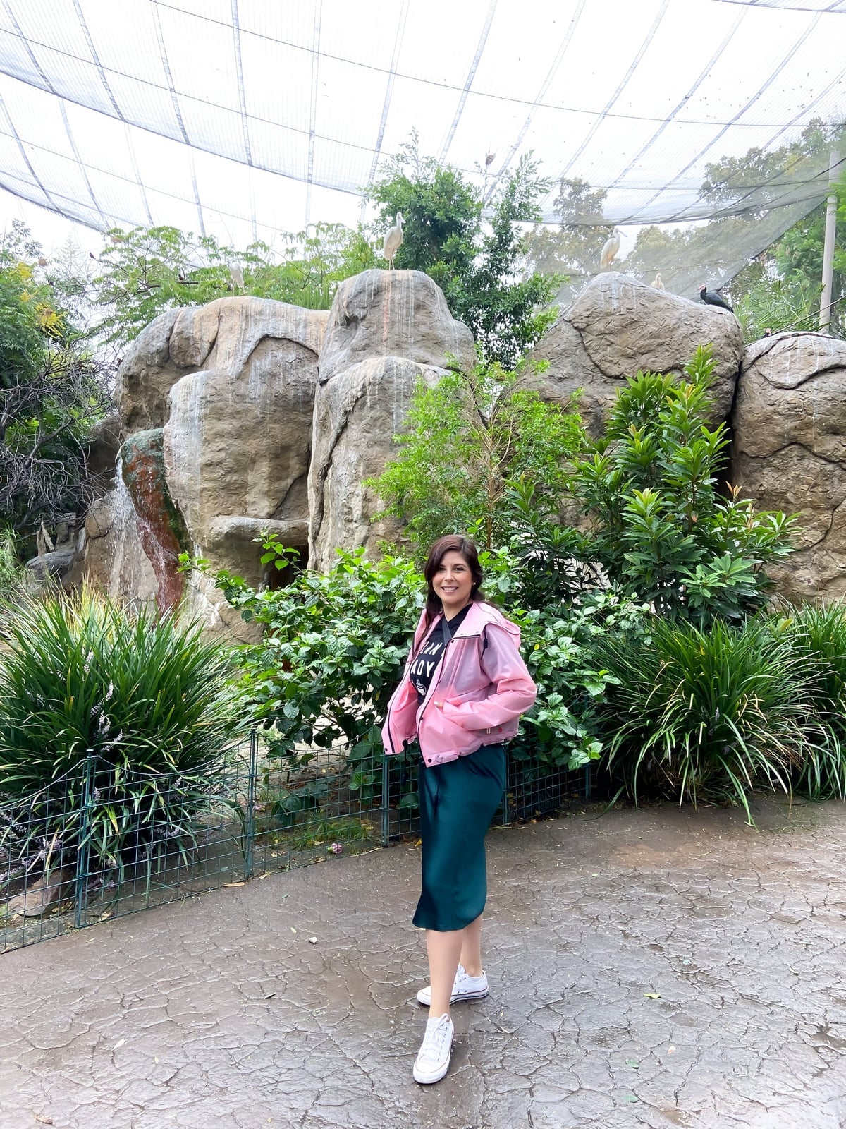 Pink jacket over green satin midi skirt Pink jacket over green satin midi skirt — Zoo Outfits