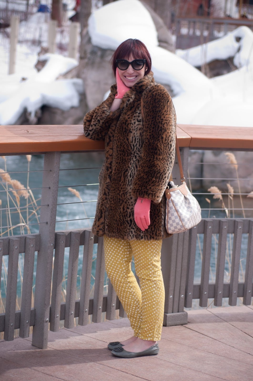 Leopard print faux fur coat with polka dot pants Leopard print faux fur coat with polka dot pants — Zoo Outfits