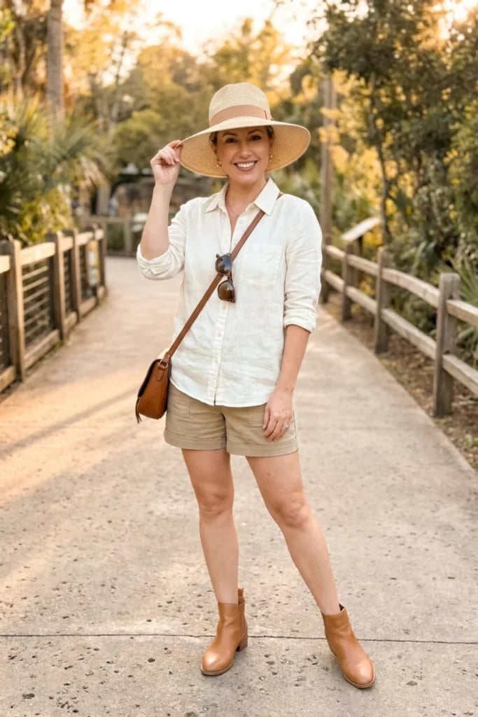 White linen shirt with tan cargo shorts White linen shirt with tan cargo shorts — Zoo Outfits